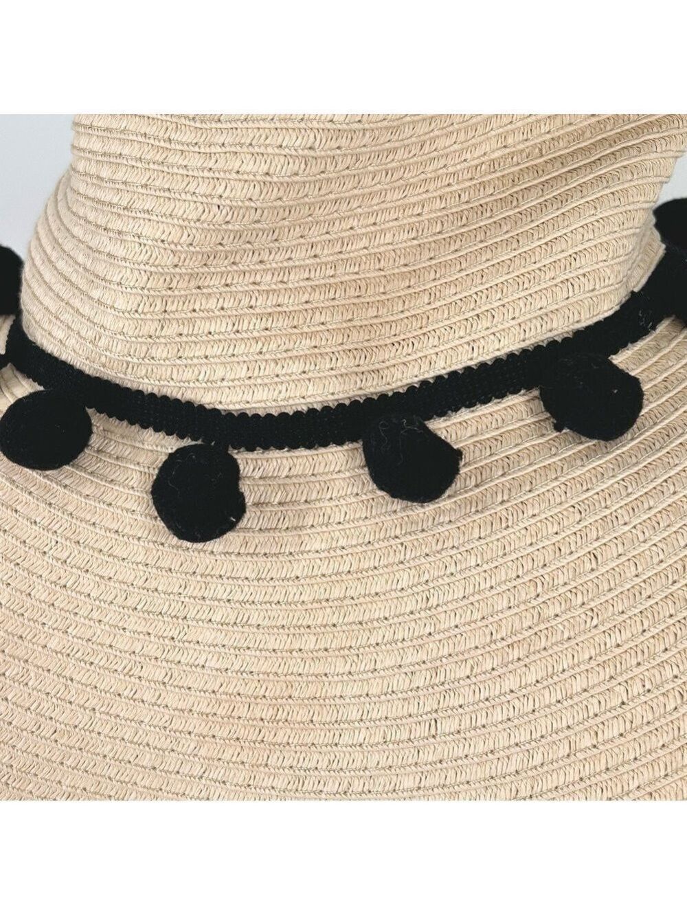 Coastalista Straw Wide Brim Hat Pom Pom NWT - Picture 8 of 14